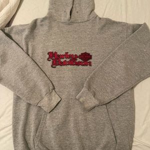 HARLEY DAVIDSON vintage gray hoodie with felt “harley davidson”,
